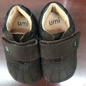Umi Brown Genuine Leather Crib Infant Shoes Size 5 Baby Boy‎